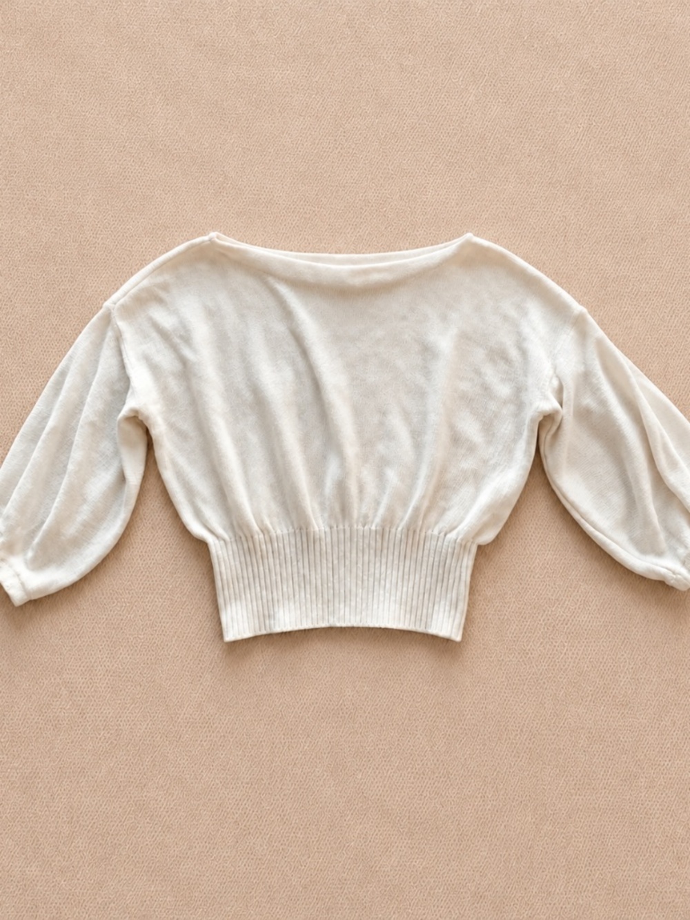 Anthropologie Knitted & Knotted Ivory Balloon Sleeve Sweater M